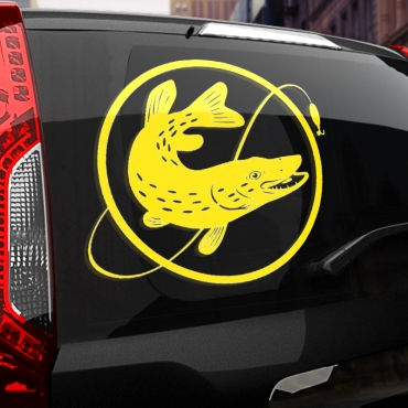 Наклейка щука с блесной